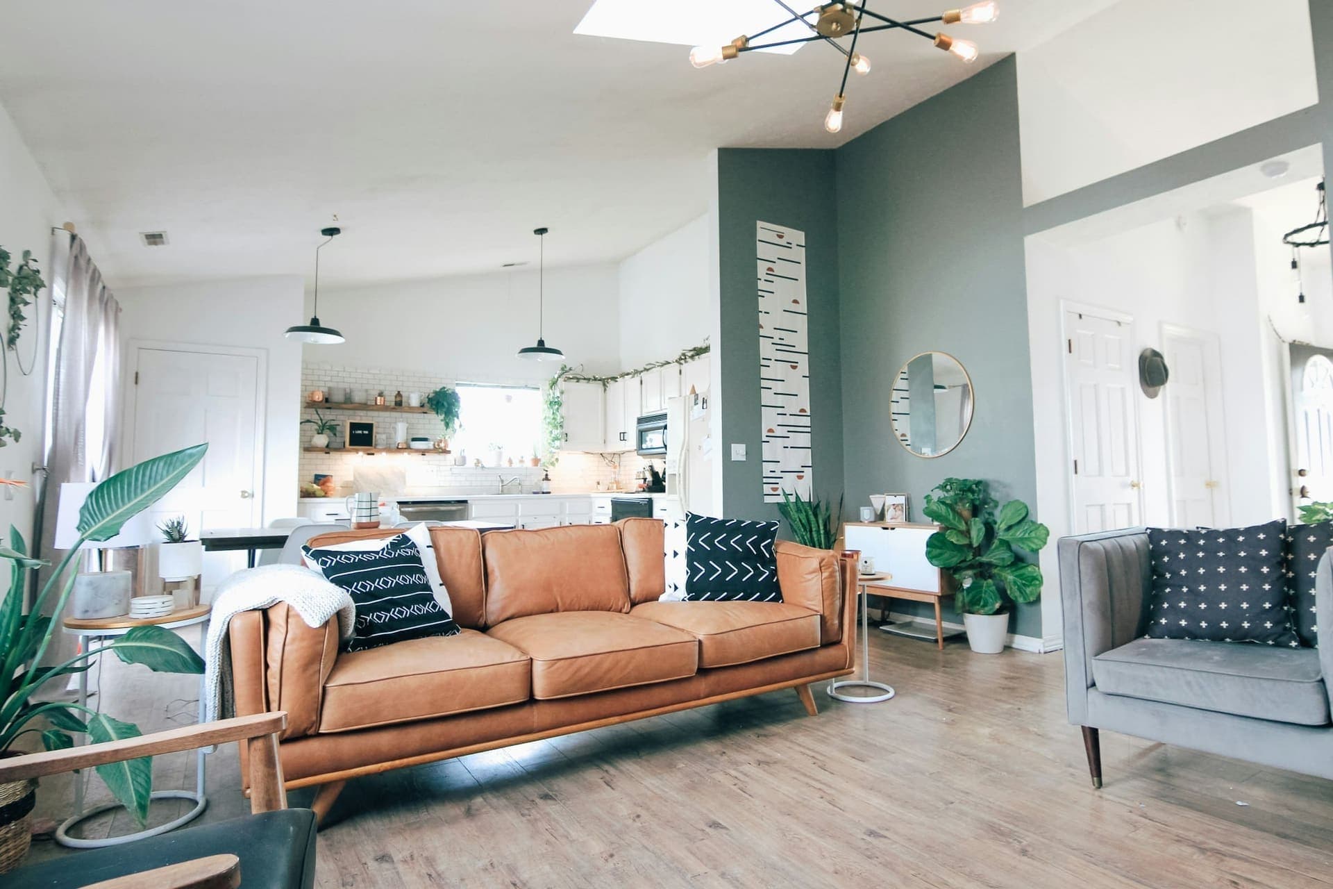 Freshly painted light-neutral living room interior